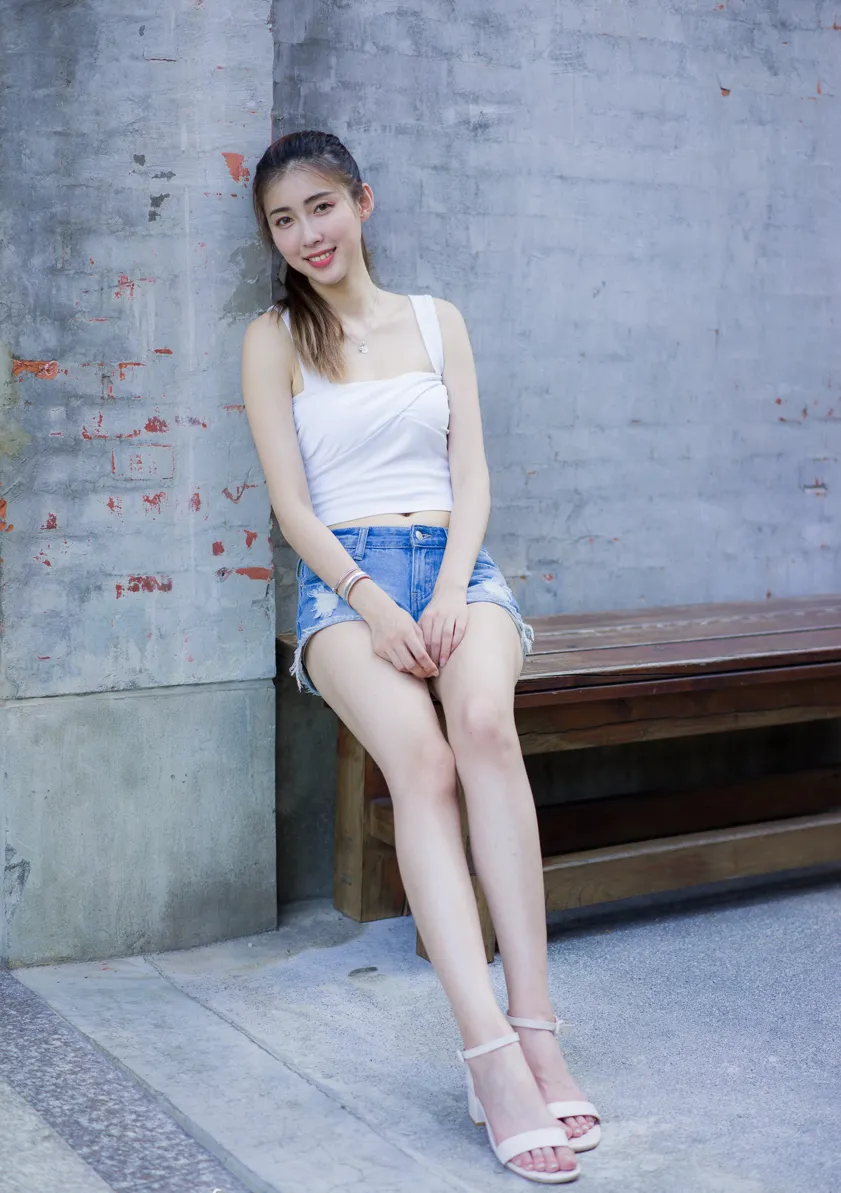 [Mzsock] NO.186 Jin Yunqiao’s midriff-revealing denim shorts cool and beautiful legs street photography#[47P]-43