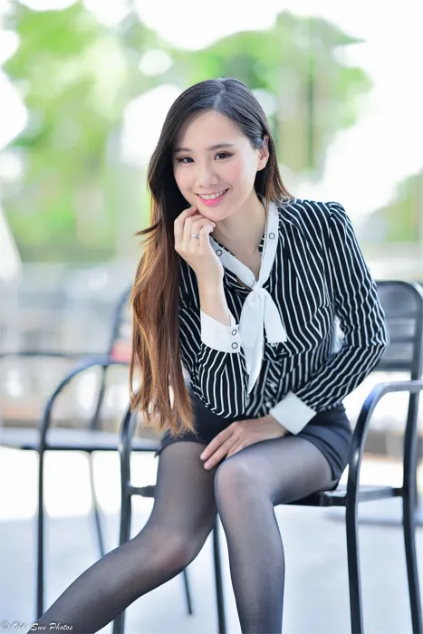 [Mzsock] NO.026 Beautiful model Xiaomi’s new secretary black silk professional attire street photography#[50P]-12